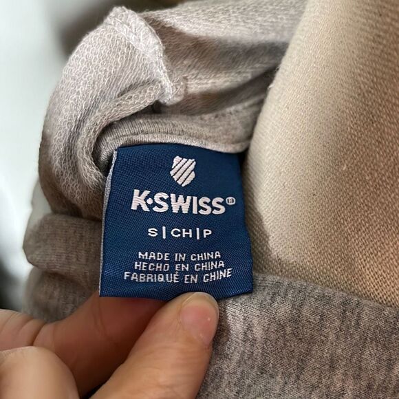 K Swiss Multicolor Logo Long Sleeve Crop Top Hoodie Women's Gray Jacket Size Sma - Picture 11 of 12
